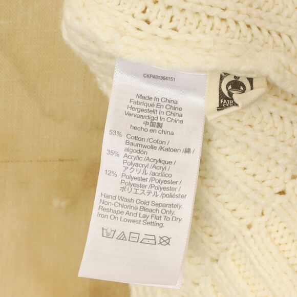 MADEWELL Wide Rib Turtleneck Sweater S Antique Cream Cable Knit Long Sleeve B88 - Picture 6 of 6